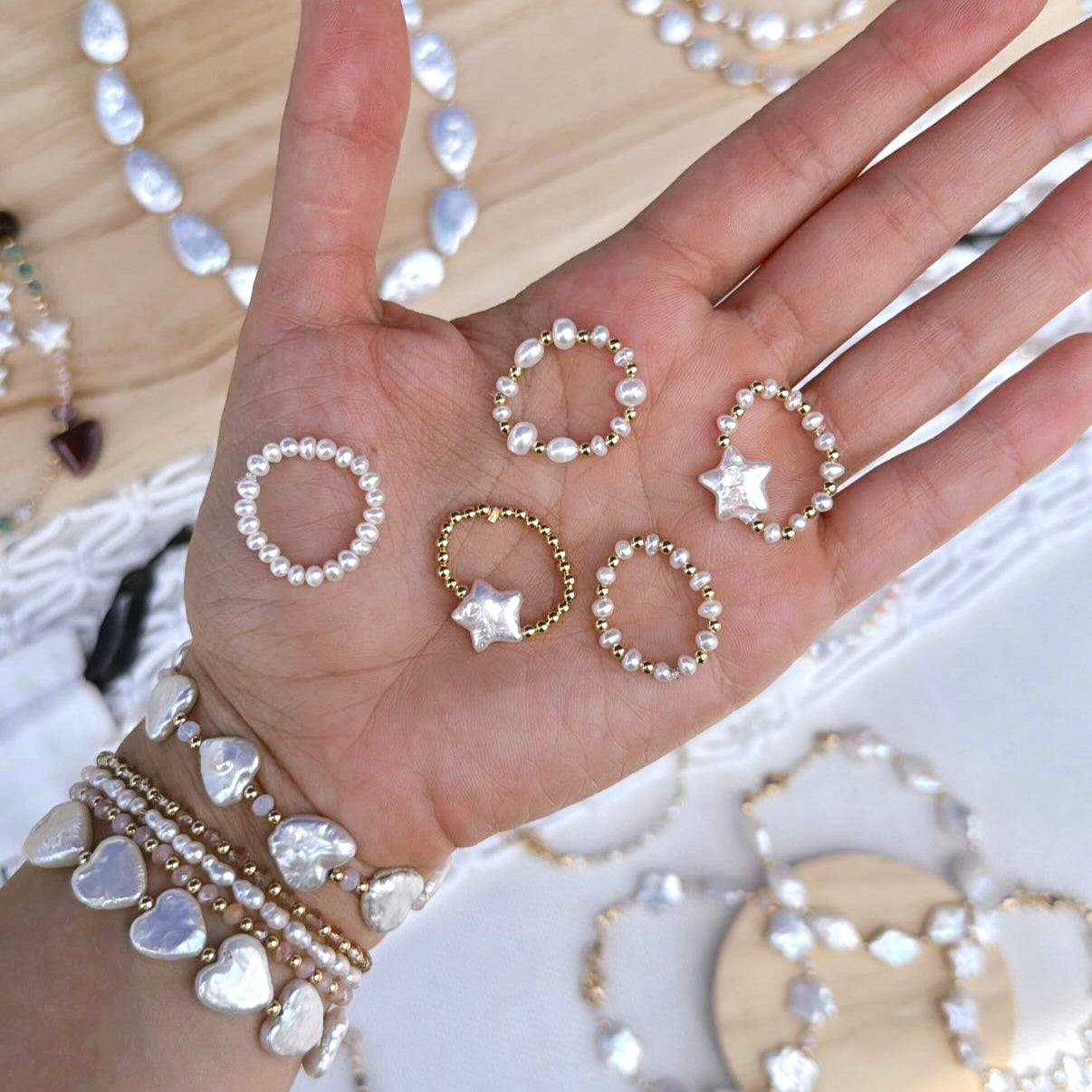 Star Pearl Elastic Ring