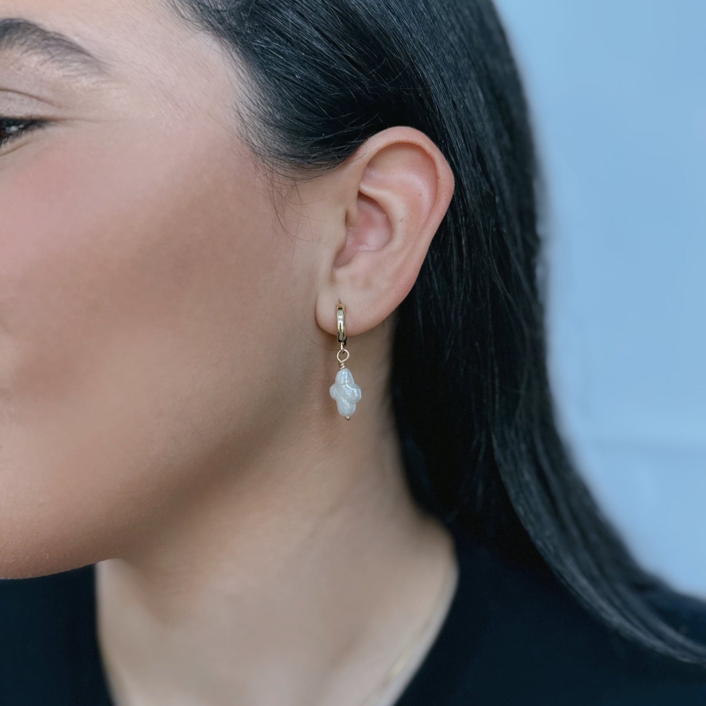 Pearl Cross Earrings